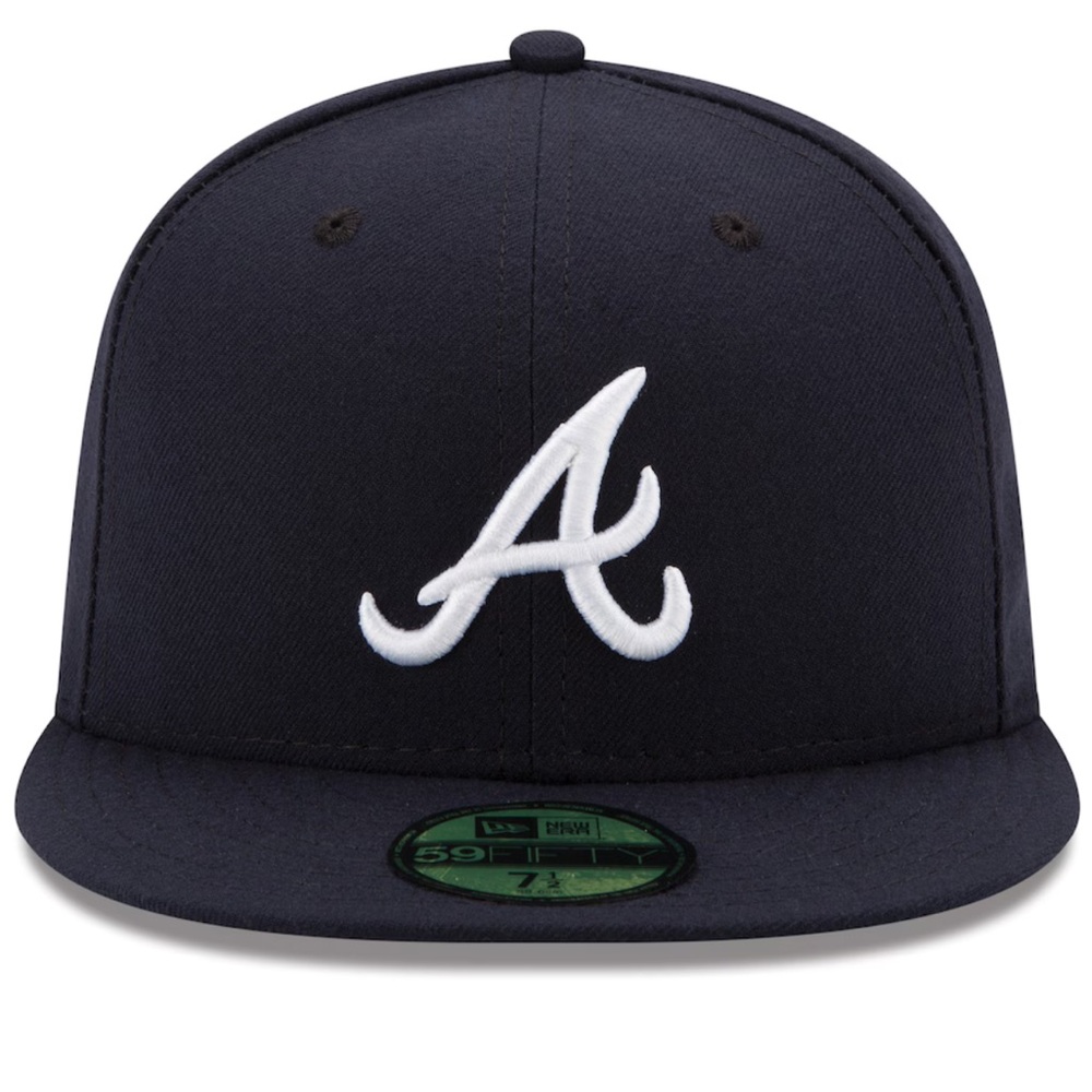 New Era Black Fitted Cap with White Logo, size 7